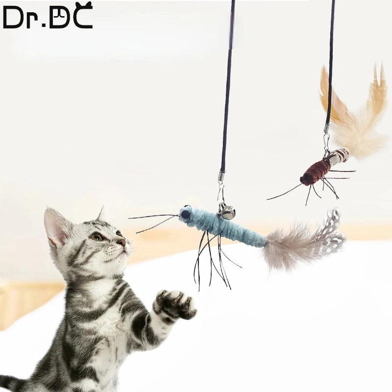 Dr. DC Interactive Cat Toy - Dragonfly Feather Teasing Stick with Wire for Fun Play | Pet Accessories for Cats 1