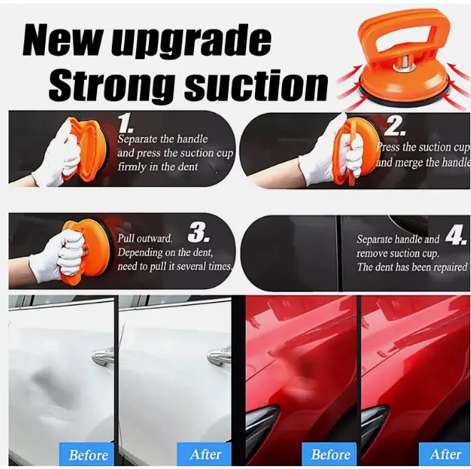 3X Dent Puller Car Body Panel Suction Cup Set Repair Removal Tool Kit - Up to 75kg 6