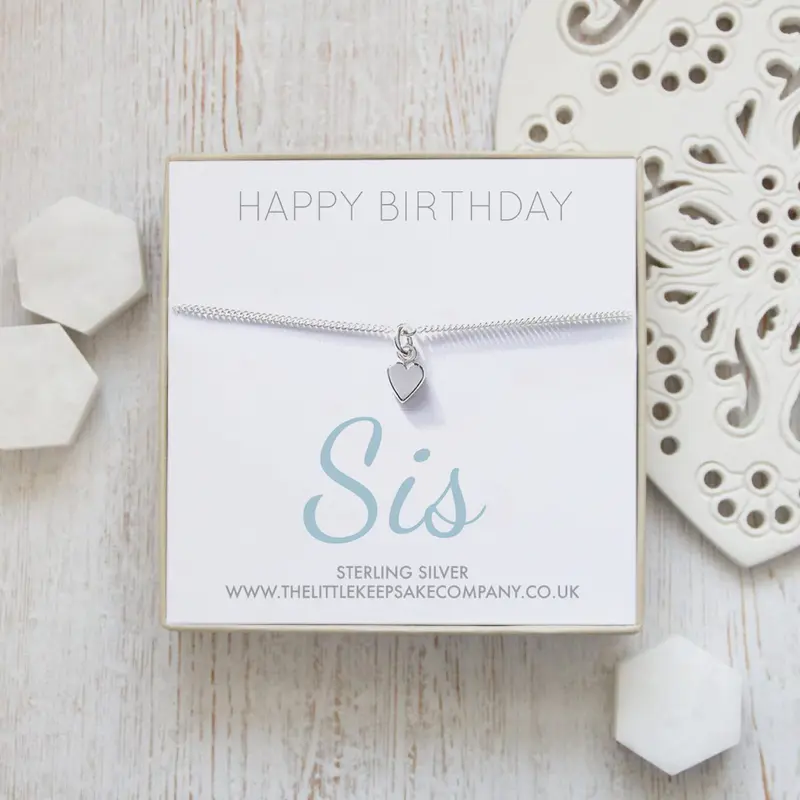 Sterling Silver Quote Curb Bracelet - Happy Birthday Sis 1