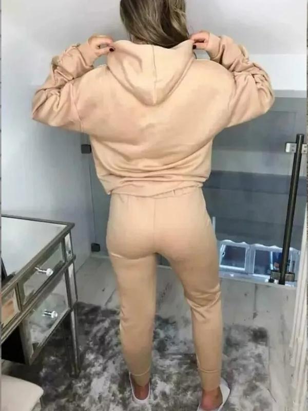 Women's Ladies Ruched Sleeve Hoodie top and Bottom Suit Lounge Set Tracksuit UK 4