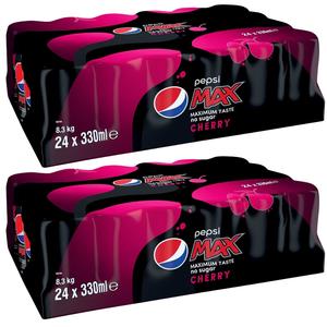 Pepsi Max CHERRY Can 330ml -Pack of 48 (2x 24pk) Soft Drink, Beverage