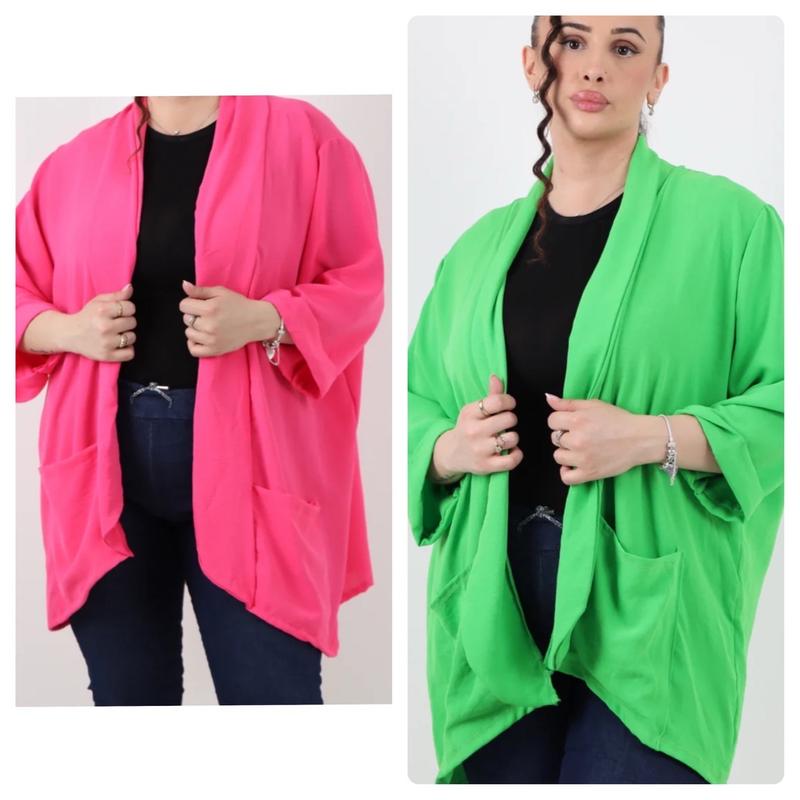 Women’s  Lightweight Duster Jacket Double Pocket Blazer Jacket  Casual Comfort Fit Summer Cardigan  Two Pockets 12-24Womenswear Jacket Tops Polyester Dress Coats Piece Outerwear Sleeve 7