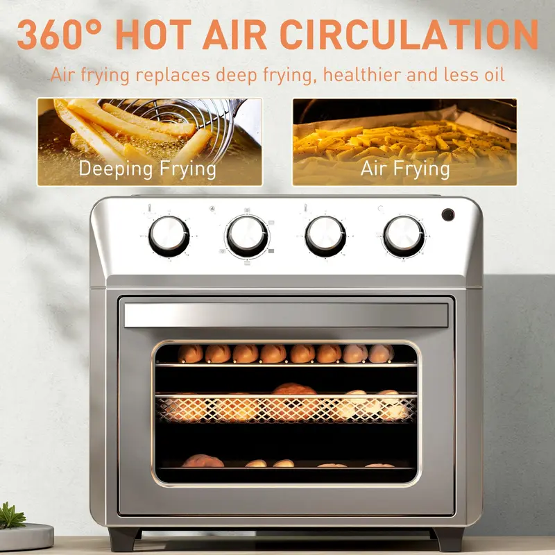 24L Silver Air Fryer Oven 1600W Oil Free Cooking with Timer Touch Screen by HOMCOM 6
