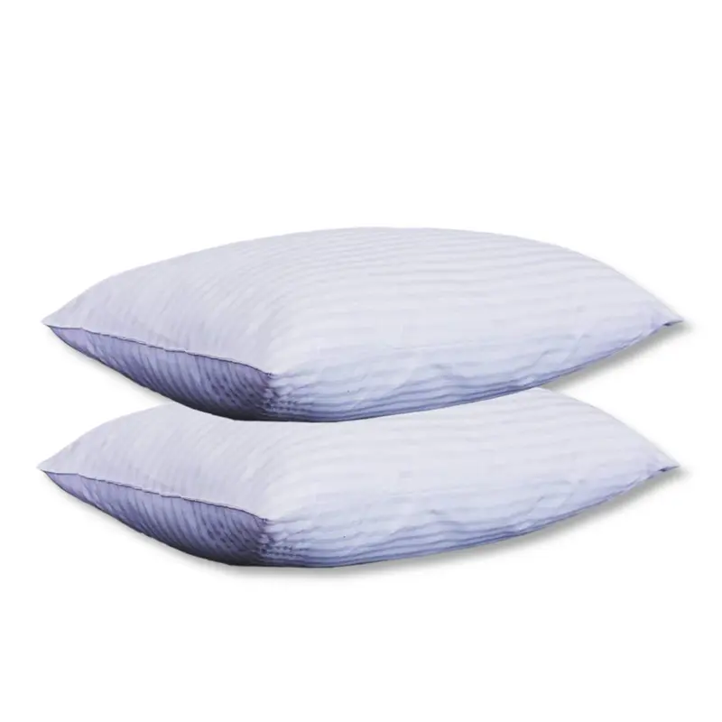 UK HOME SHOP - Luxury White Stripe Pair of Bounce Back Pillows - Premium Hollow-fibre Filling & Poly-Cotton Cover - 50 x 75cm Size - Extra Filled Pillow Neck Support Soft Feel Pillow 1