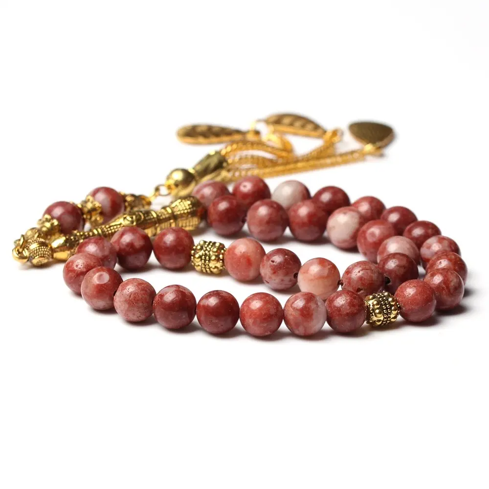 Red Amber Natural Stone Tasbih, Islamic Prayer Beads, Misbaha, Tasbeeh, Muslim Rosary, Prayer Beads, Counting Beads, Gift Tasbih