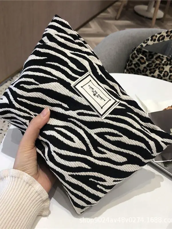 Large Capacity Zebra Patterned Cosmetic Bag for Women, Portable Makeup Purse with Zipper Storage Pouch and Organizer for Travel, Gifts, and Coins black lightweight bags toiletry 2