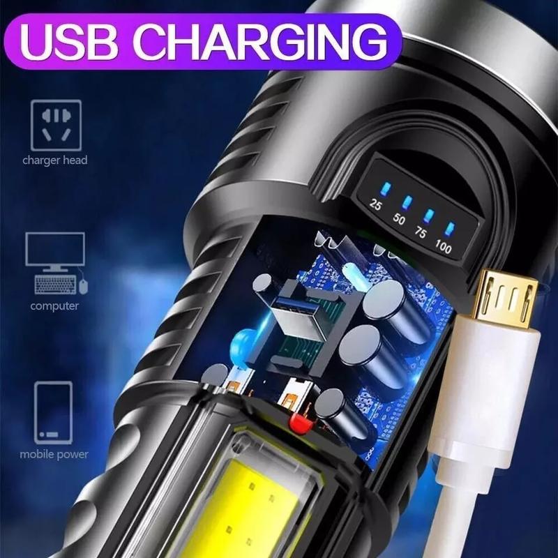 400000LM LED Super Bright Torch High Powered Camping USB Rechargeable Flashlight 4