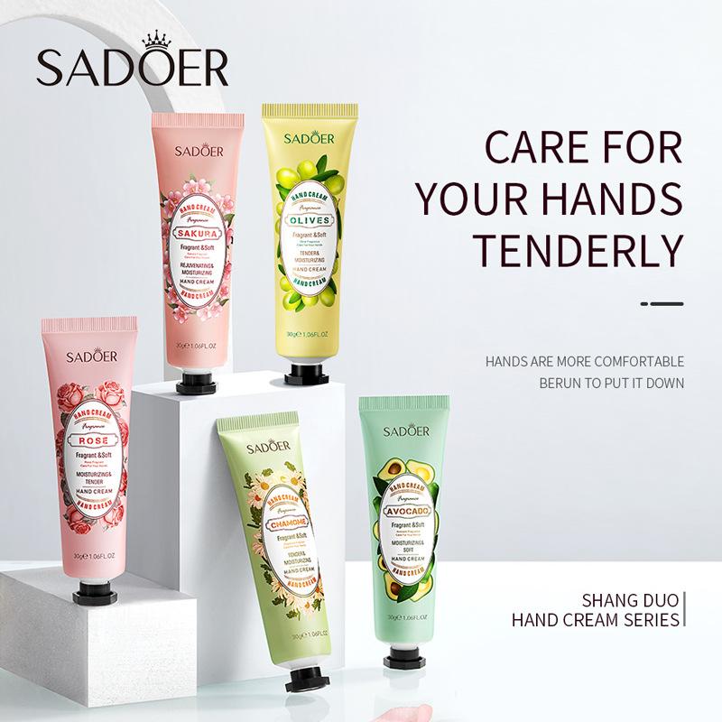 GOOD [Luxury Gift 1] Random Fruit Fragrance, Fruit Hand Cream SADOER Rose Chamomile Hand Cream 30g 2