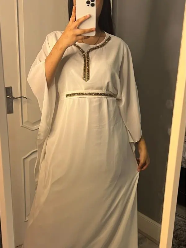 Ladies Girls Muslim Fashion Solid Belt Kaftan Elegant Long Sleeves Abaya 5