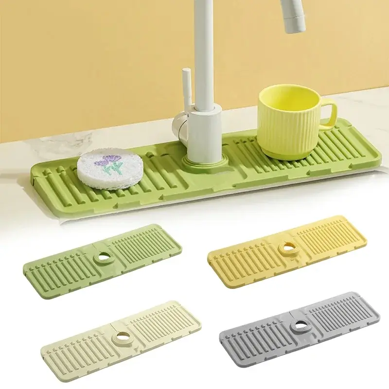 Faucet Splash Silicone Pad Multipurpose Toilet Soap Storage Slope Design Rapid Drainage Kitchen Foldable Drainage Antislip Mat