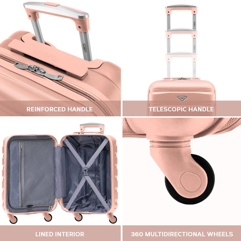 Flight Knight Hard Shell ABS Medium, Large Check-In And Carry On Suitcases - SAFIR - Rose Gold 3