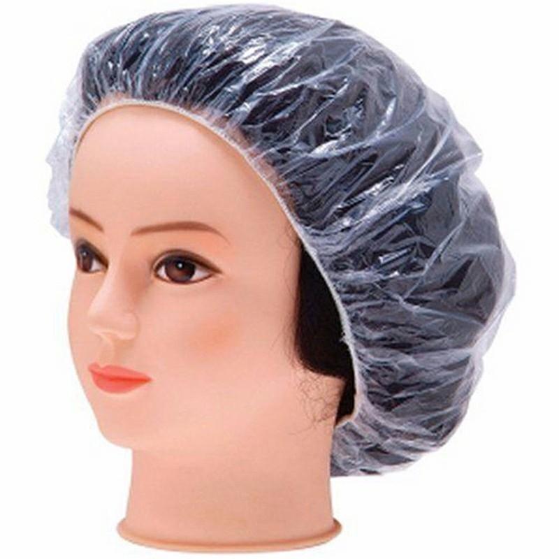 100PCS Elastic Clear Bathing Hair Care Protector Hat Disposable Shower Cap - Transparent Plastic Lightweight Cover Unisex 2