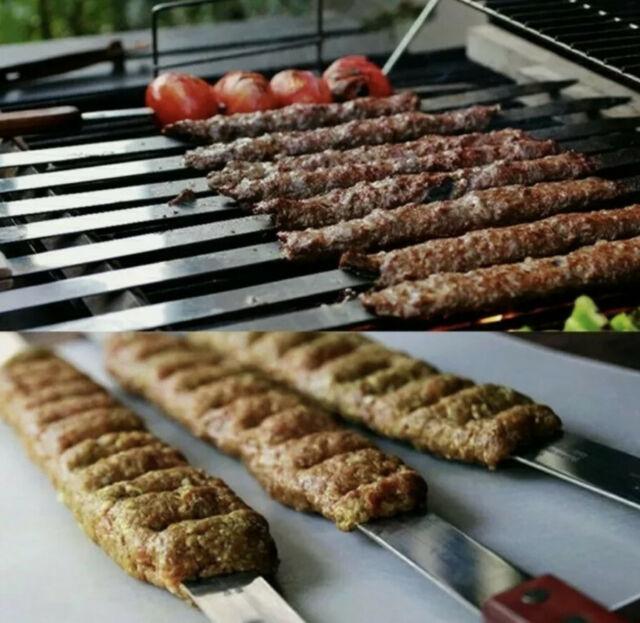 WARESHARK Large Barbecue Skewers Flat Extra Wide Kebab Shish BBQ Heavy Duty Strong Grill Set Meat Stainless Steel Utensil Sturdy 2