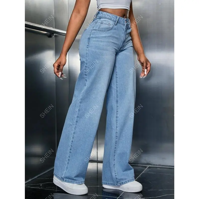 new- 2024  Slant Pocket Wide Leg JeansFashion