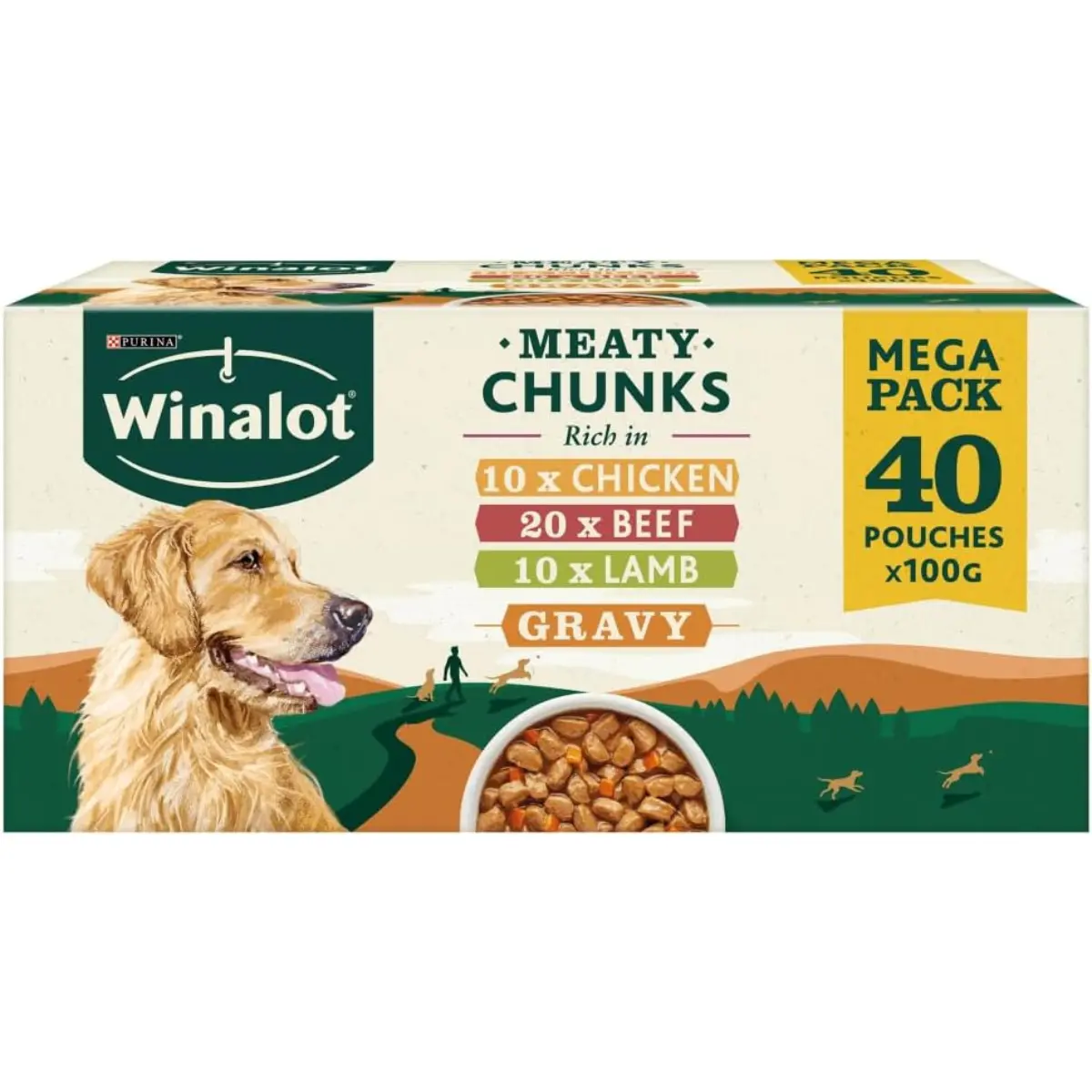 Dog Food Mixed in Gravy, 40 x 100g (Packaging may vary)