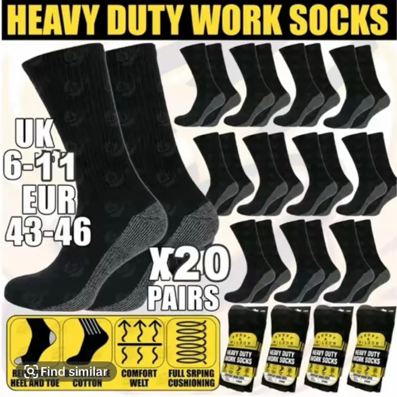 Mens Work Boot Socks Performance Warm Thick Cushionon for Men - Menswear Day Long Multicolor Plain Beige 1