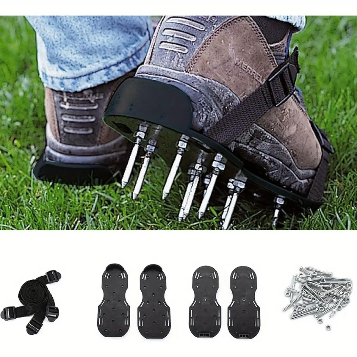 Lawn Aerator Shoes Garden Grass Aerator Spiked Sandals with 26 Spikes and Adjustable Straps Lawn Scarifier for Effectively Aerating Lawn Soil