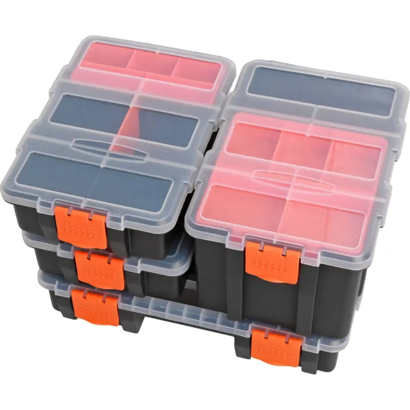4pc Compartment Storage Box Organiser Case Set Screws, Nails, Nuts, Bolts, Craft 1