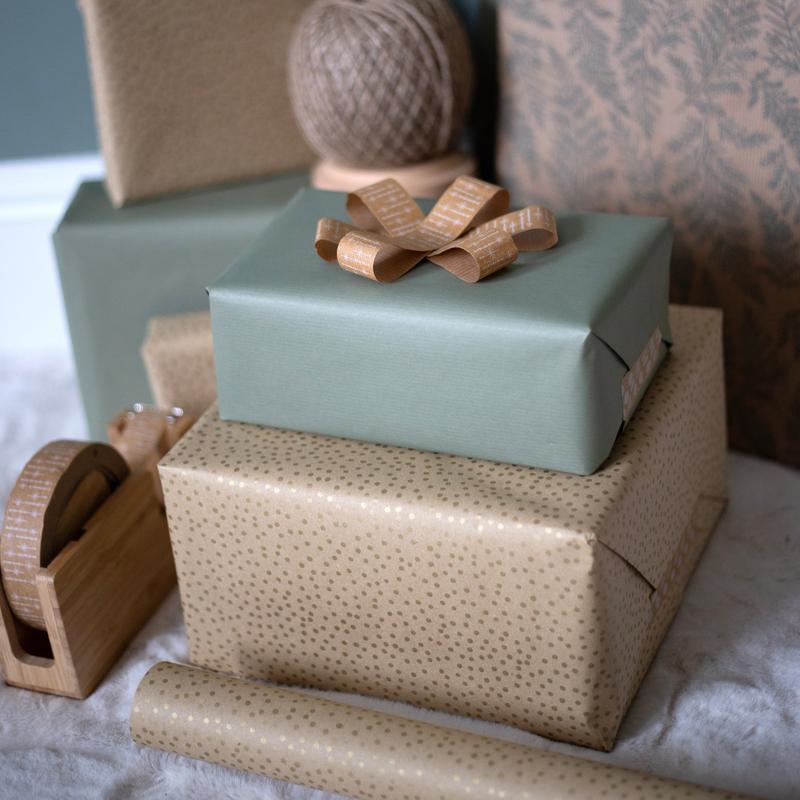 5m roll of Brown with Gold Dot Kraft Wrapping Paper (500mm wide) Perfect for Birthdays, Weddings, Christening and All Occasion Gift Wrap 0