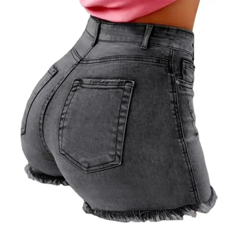 Women's Denim Stretch Shorts Stretch Tassel Distressed High Waist Hot Pants Women's Jeans Available in Multiple Colors Bottoms Womenswear Basic Skinny 4