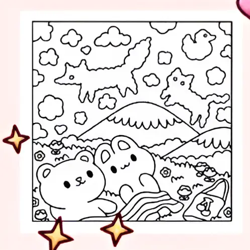 Dreamy Days A Kawaii Coloring Book of Whimsical Scenes 30 Coloring Pages with Cute Cows, Frogs, Bunnies, Bears, Ducks and Otter (Sweet & Kitsch) Paperback Book 6