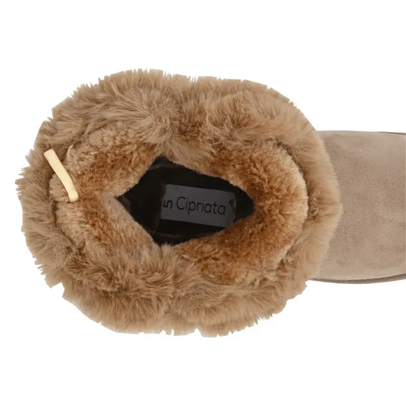 Womens Thermal Lined Pull On Ankle Boot - Beige 1