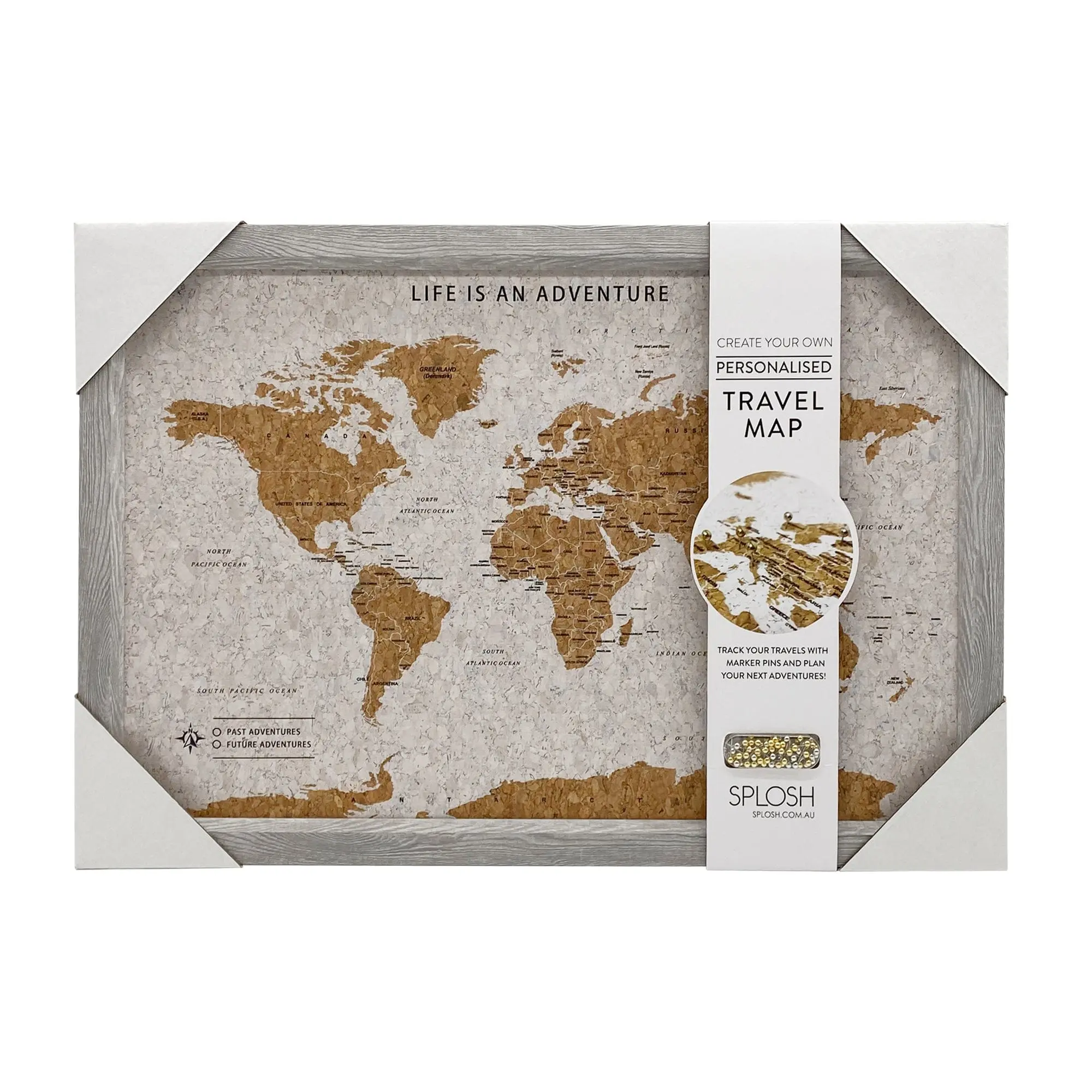 Grey Cork World Travel Map With Pins