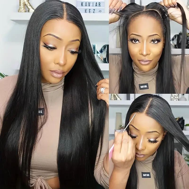 Wear And Go Glueless Wigs Human Hair Pre Plucked Pre Cut 4X4 HD Lace Front Wigs Human Hair Straight Human Hair Lace Front Wigs For Women 150%Density 1