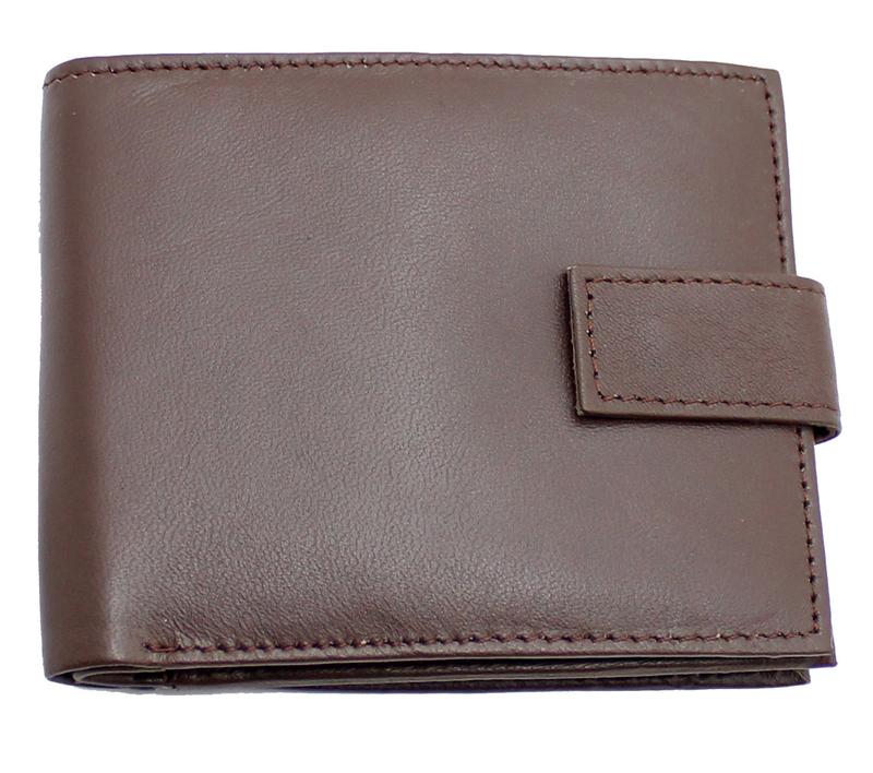 Mens Soft Real Leather Money Wallet RFID Protected Credit Card Holder, ID Window & Side Secured Zipped Coin Pocket 44 7