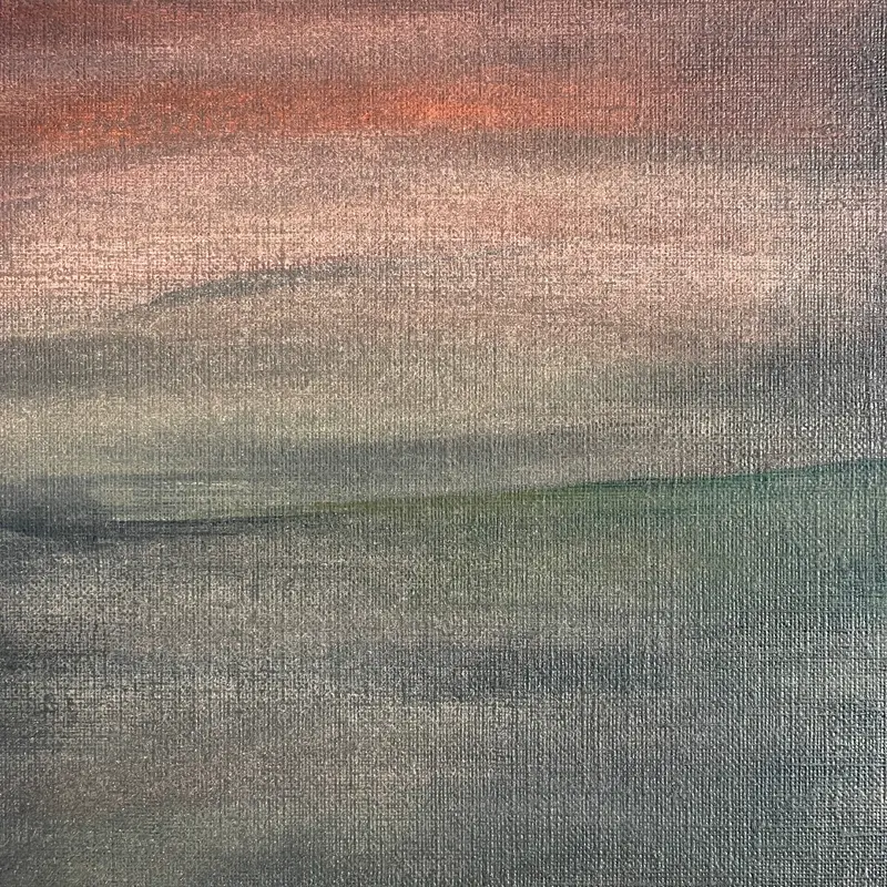 Distant setting sun - Landscape - Oil Painting by mostlyjavi 2