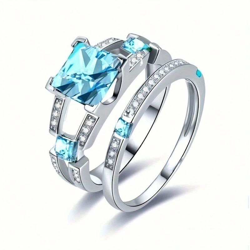 8mm Turquoise Ring, Couple Engagement Ring, Party Jewelry Holiday Gift 1