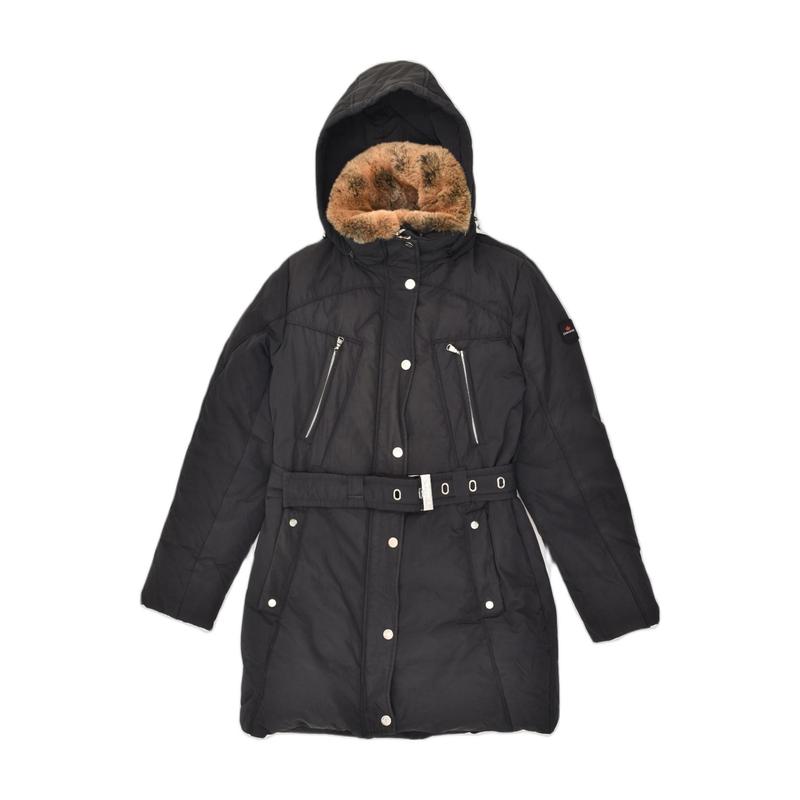 Pre-Owned Vintage CANADIENS Womens Hooded Padded Coat EU 38 Medium Navy Blue Cotton 1