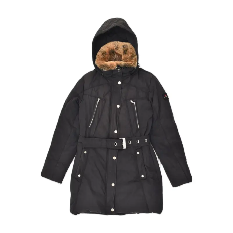 Pre-Owned Vintage CANADIENS Womens Hooded Padded Coat EU 38 Medium Navy Blue Cotton 0