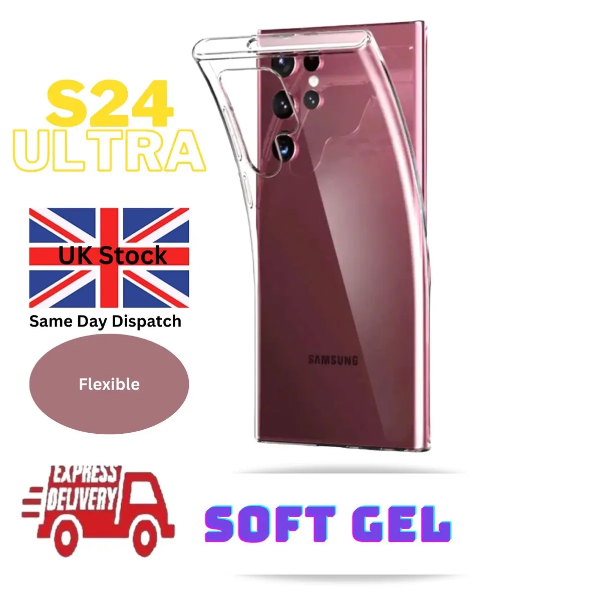 1pc Clear Soft Gel Flexible Case For Samsung S24 Ultra S24 Plus S24 ShockProof