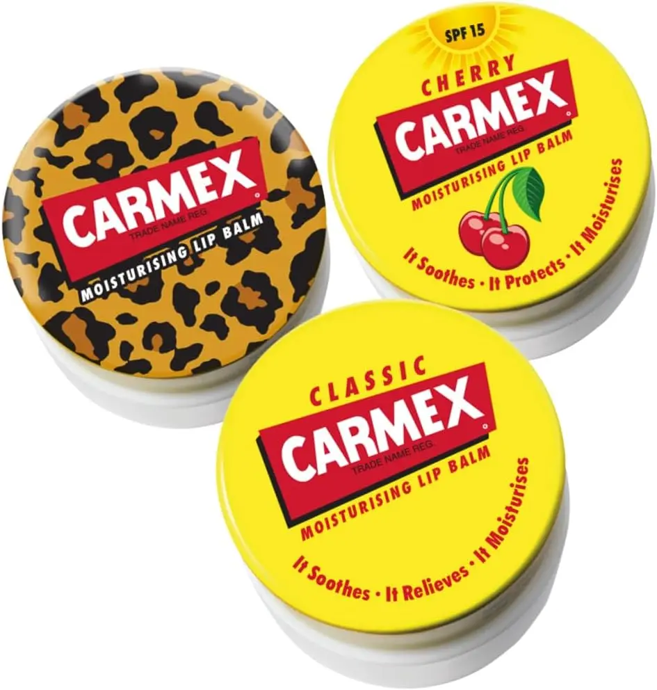 Carmex Lip Balm Pot Mixed Pack of 3 (Cherry, Classic & Wild), 7.5 g (Pack of 3) Skincare Moisture Comfort