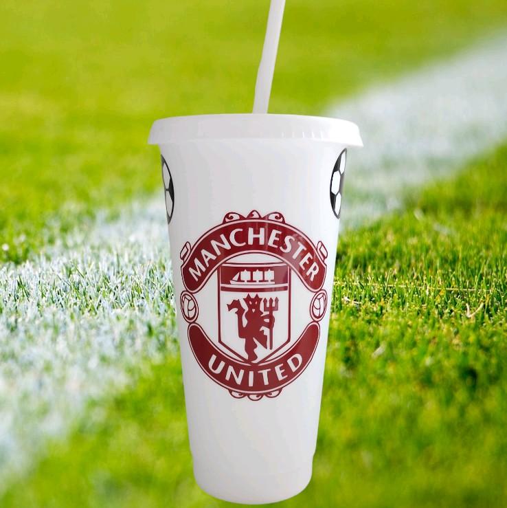24oz Manchester Utd Inspired Cold Cup Drinkware Tumbler Reusable Portable Mug Christmas Gift custom tumblers cups 2