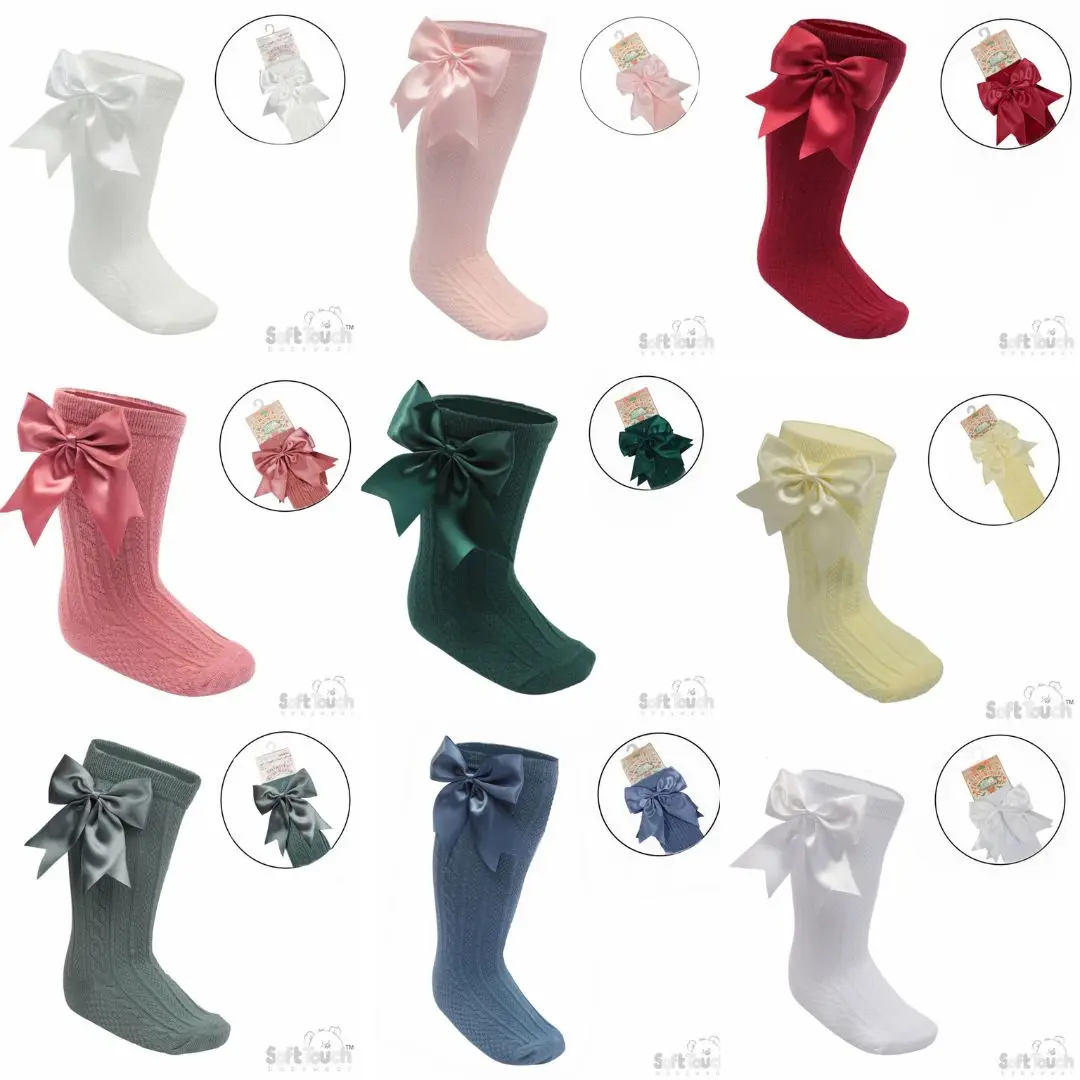 Soft Touch Ribbon Bow Infant Knee Socks for Baby Girls and Boys - Unisex, Soft Touch Brand