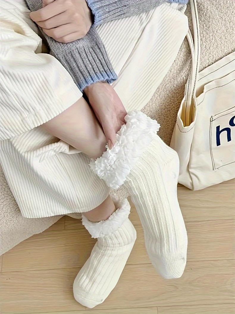 Product Introduction of 1/2 Pairs Extra Thick Plush Slipper Socks, Anti-slip Gifts Indoor Floor Socks For Fall & Winter, Women's Stockings & Hosiery 2
