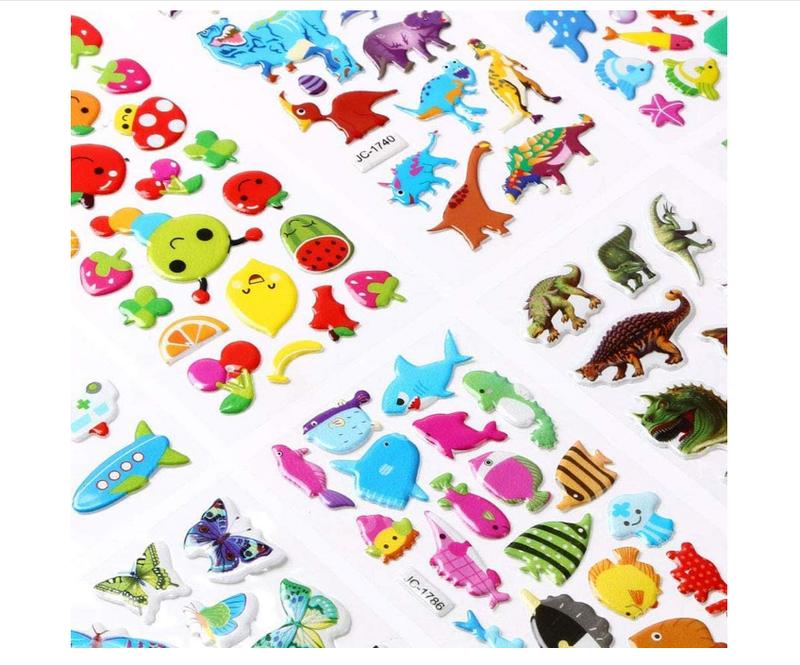 3D Stickers for Kids, 22 Variety Sheets Puffy Stickers, 500+ Children Stickers for Party Rewarding Gifts Scrapbooking Including Animals Fish Dinosaurs Numbers Fruits Trucks Butterfly and More 1