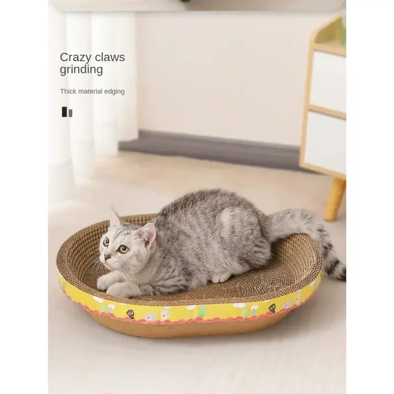 Cat Scratching Board Protect Furniture Grinding Claw Toys Oval Corrugated Paper Wear-resistant Cat Nest Cat Accessories 7