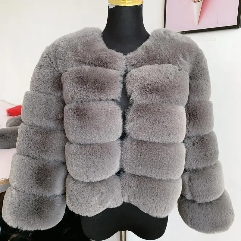Women faux Faux Fur Coat Autumn Winter High Quality Faux Fox Fur Coat fluffy coat fury elegant faux furr 7xl plus size women clothing1