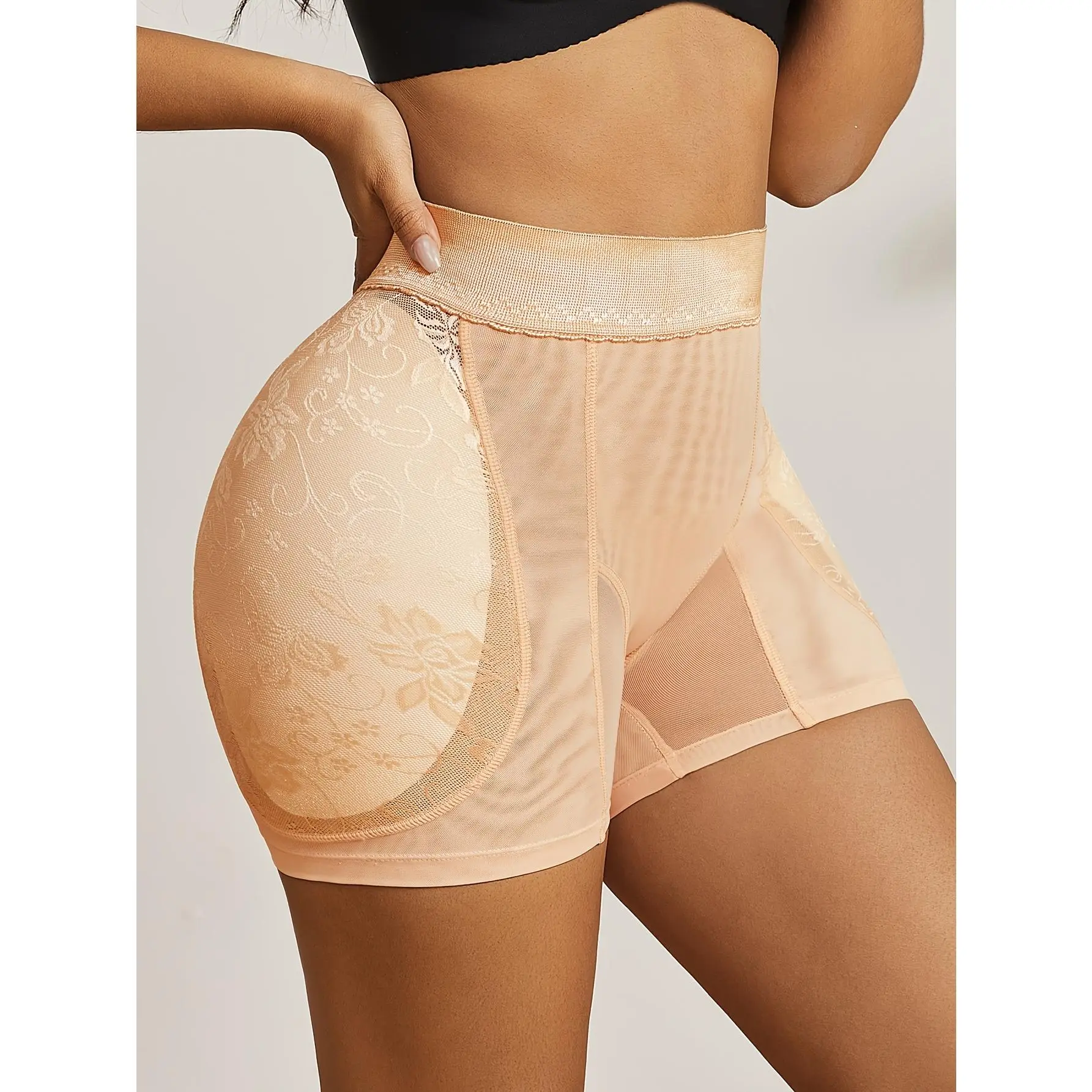 Ladies' Shaping Shorts with Fake Buttocks for Enhancing Curves, High-Waisted Tummy Control Underwear with Removable Sponge Pads, Comfortable Body-Shaping Bodysuit for a Slim And Attractive Figure.