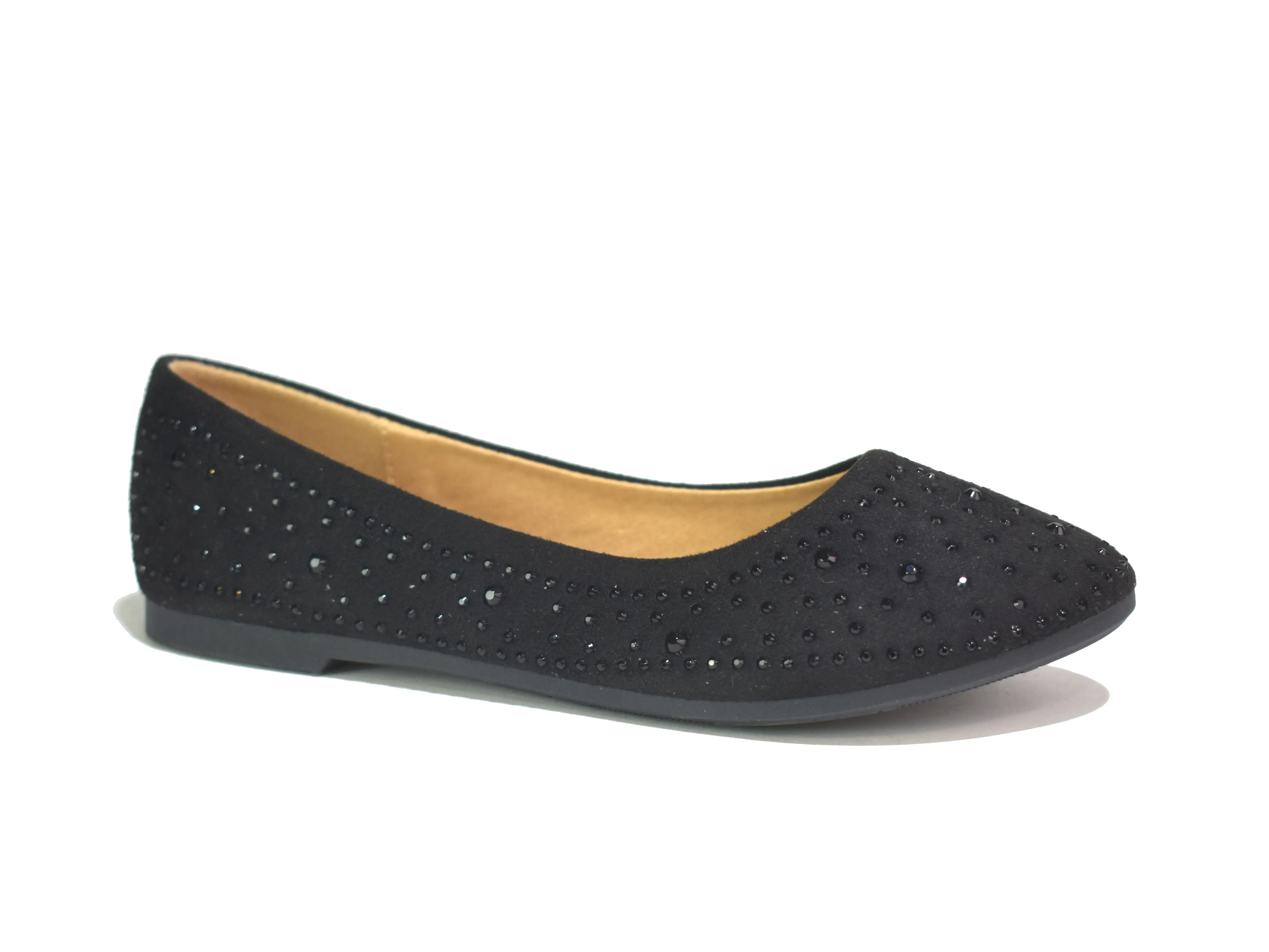 Girls Ladies Flat Slip On Ballerinas Diamante Casual School Work Shoes Women Footwear