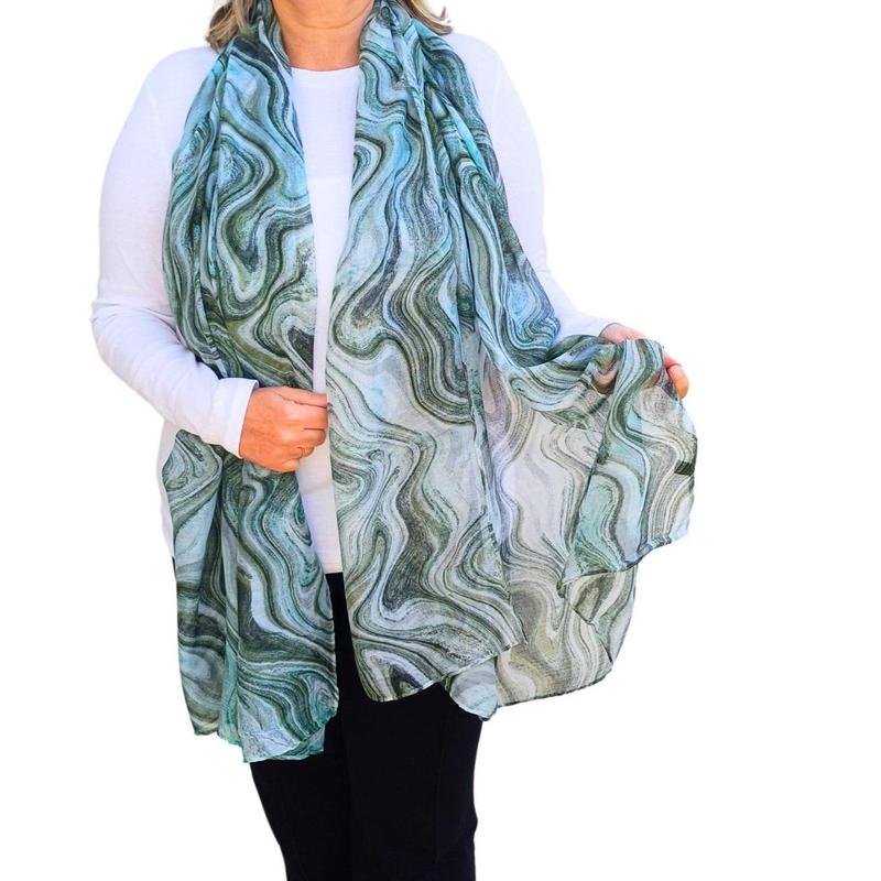 Soft and Flowy Marble Effect Scarf for Women - Fashion Scarves 1