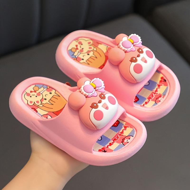 Cute Cartoon Slippers, Anti Slip And Lightweight Open Toe Slippers, Comfortable Home Slippers, Shower Shoes, All Seasons Footwear Walking Shoes Women Girl Flipflop Slide 4