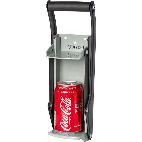 Can Crusher for Beer Wall-Mounted 16oz/500ml Tool with Bottle Opener, Non-Slip Grip Handle, and Easy Setup Heavy-Duty