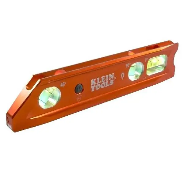 Klein Tools Magnetic Torpedo 9"/230mm Spirit Level With LED Light Vials, 935RBLT 0