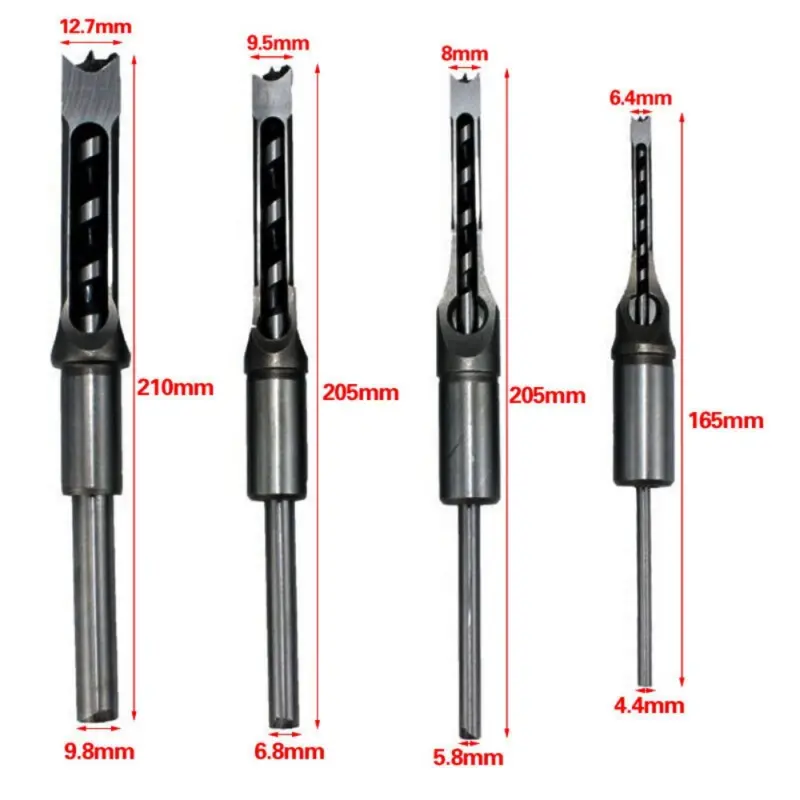 ⭐[Delivery In 2-3 Days]⭐4PCS/set Square Hole Saw Drill Bits Woodworking Mortising Chisel Drill Bit Set 3