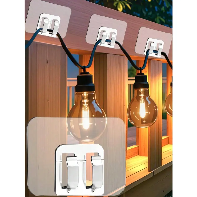 10/20pcs Outdoor Hanging Hooks With Adhesive Strips - Waterproof, UV-Resistant, No Damage, Tool-Free Installation, Suitable For Ramadan, Patio, Garden, Balcony Decor, Cable Fixing For Hanging Holiday Decorations Birthday 0
