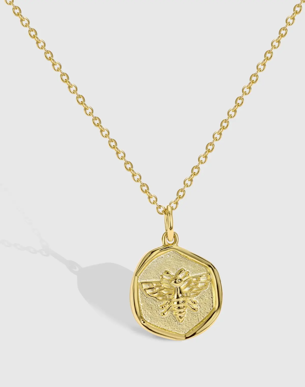Bee Necklace Pendant Sterling Silver 925 (gold)